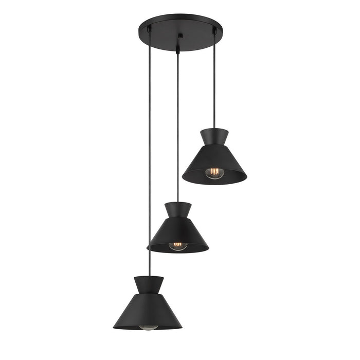 Meridian - M100139MBK - Three Light Chandelier - Matte Black