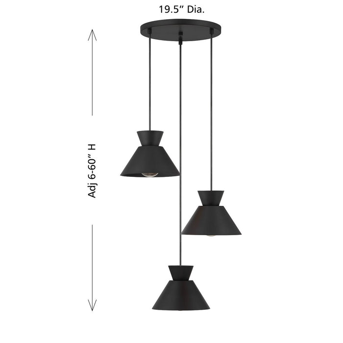 Meridian - M100139MBK - Three Light Chandelier - Matte Black