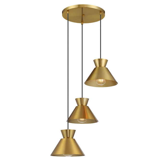 Meridian - M100139NB - Three Light Chandelier - Natural Brass