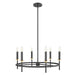 Meridian - M100140MBKNB - Six Light Chandelier - Matte Black and Natural Brass