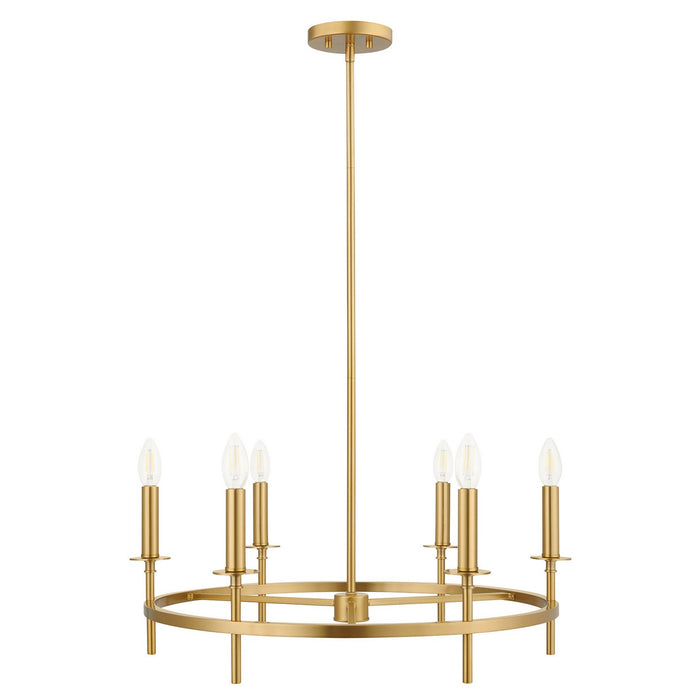 Meridian - M100140NB - Six Light Chandelier - Natural Brass