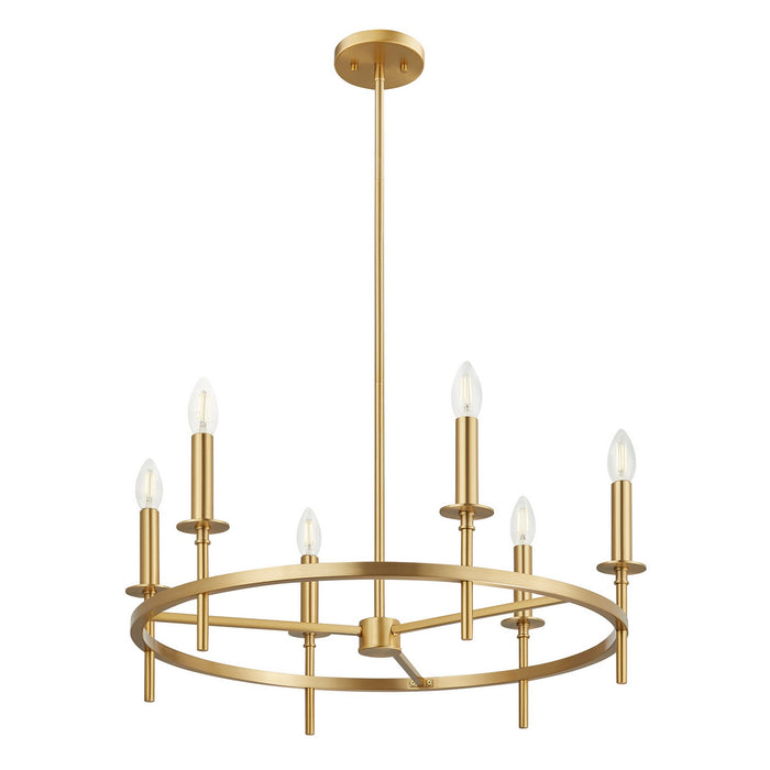 Meridian - M100140NB - Six Light Chandelier - Natural Brass