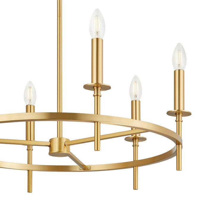 Meridian - M100140NB - Six Light Chandelier - Natural Brass