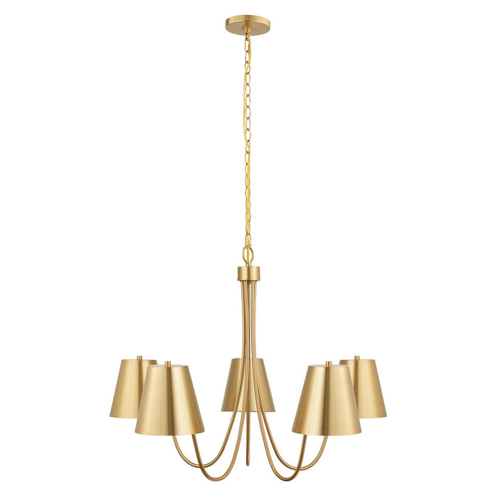 Meridian - M100142NB - Five Light Chandelier - Natural Brass