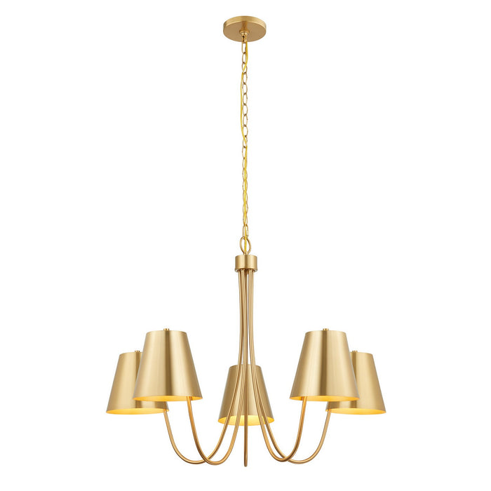 Meridian - M100142NB - Five Light Chandelier - Natural Brass