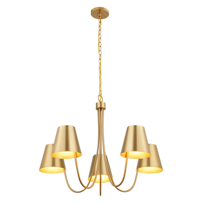 Meridian - M100142NB - Five Light Chandelier - Natural Brass