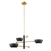 Meridian - M100143MBKNB - Three Light Chandelier - Matte Black and Natural Brass