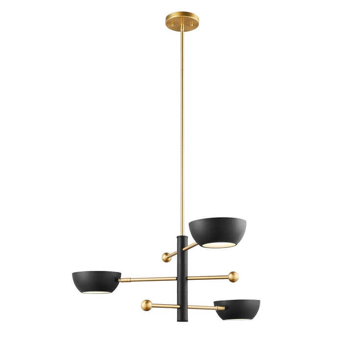 Meridian - M100143MBKNB - Three Light Chandelier - Matte Black and Natural Brass