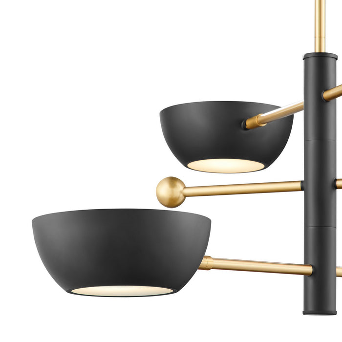 Meridian - M100143MBKNB - Three Light Chandelier - Matte Black and Natural Brass