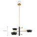 Meridian - M100143MBKNB - Three Light Chandelier - Matte Black and Natural Brass