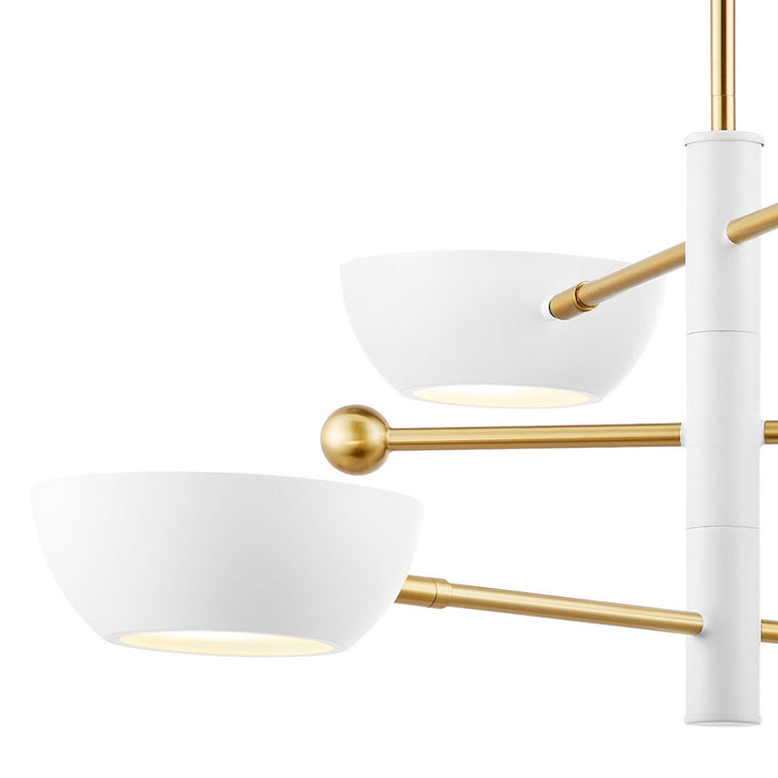 Meridian - M100143WHNB - Three Light Chandelier - White and Natural Brass