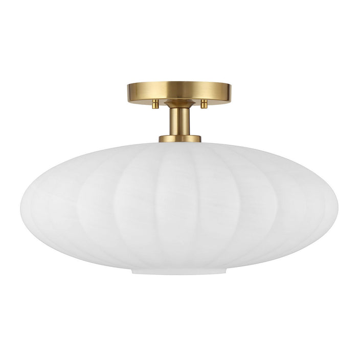 Meridian - M60075NB - One Light Semi-Flush Mount - Natural Brass