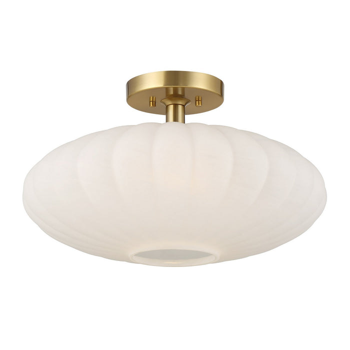 Meridian - M60075NB - One Light Semi-Flush Mount - Natural Brass