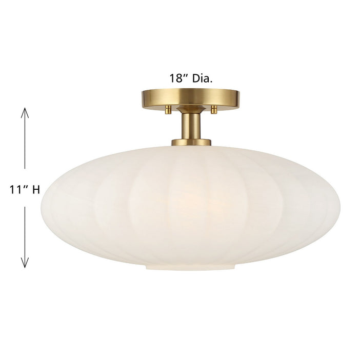 Meridian - M60075NB - One Light Semi-Flush Mount - Natural Brass