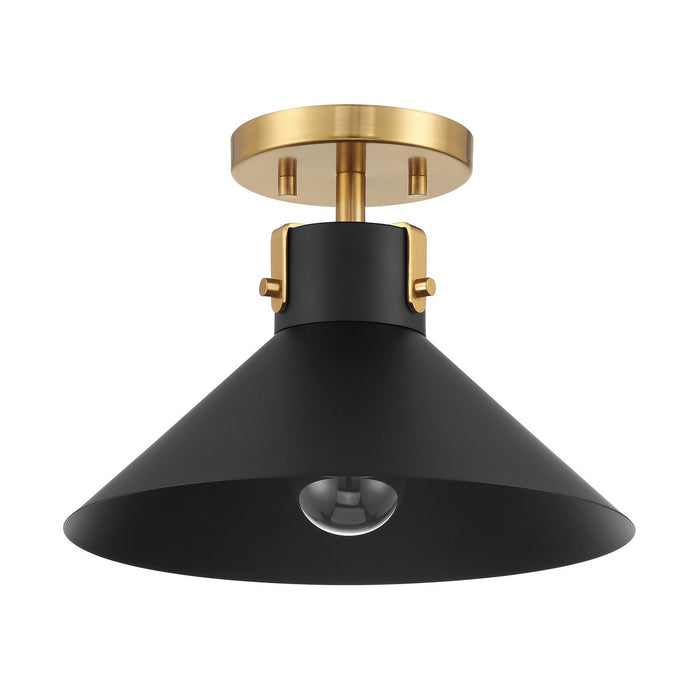 Meridian - M60078MBKNB - One Light Semi-Flush Mount - Matte Black and Natural Brass