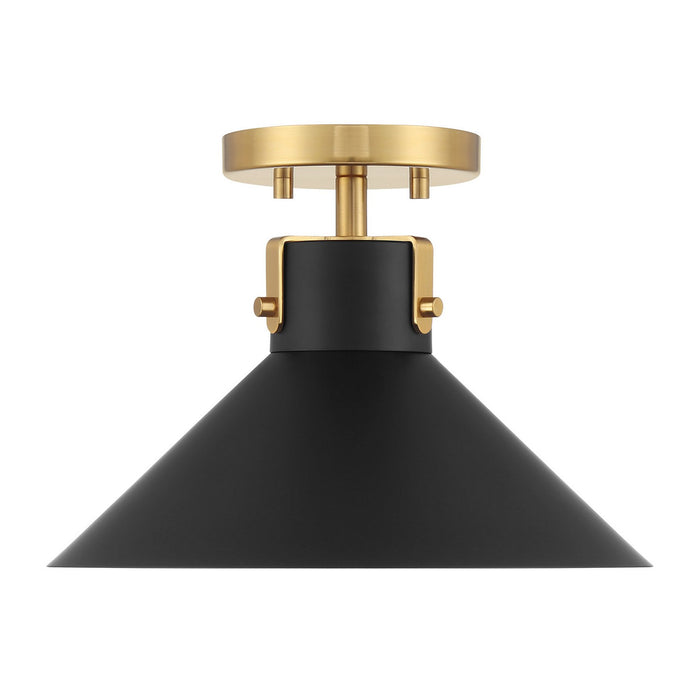 Meridian - M60078MBKNB - One Light Semi-Flush Mount - Matte Black and Natural Brass