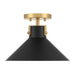 Meridian - M60078MBKNB - One Light Semi-Flush Mount - Matte Black and Natural Brass