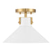 Meridian - M60078WHNB - One Light Semi-Flush Mount - White and Natural Brass