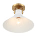 Meridian - M60078WHNB - One Light Semi-Flush Mount - White and Natural Brass