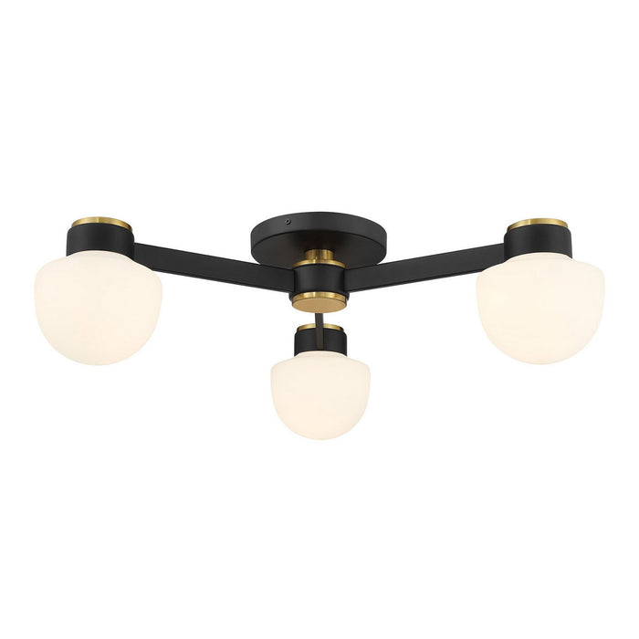 Meridian - M60079MBKNB - Three Light Semi Flush Mount - Matte Black and Natural Brass