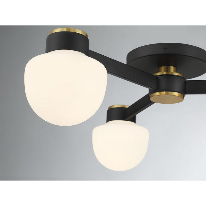 Meridian - M60079MBKNB - Three Light Semi Flush Mount - Matte Black and Natural Brass