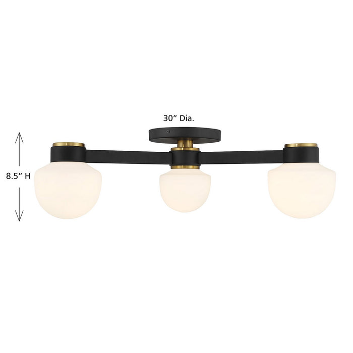 Meridian - M60079MBKNB - Three Light Semi Flush Mount - Matte Black and Natural Brass