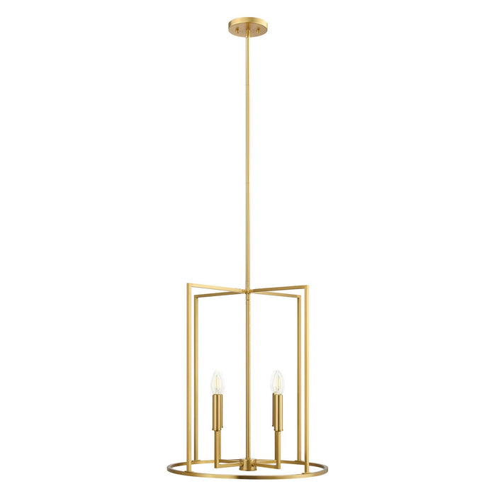 Meridian - M7044NB - Four Light Pendant - Natural Brass