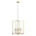 Meridian - M7044NB - Four Light Pendant - Natural Brass