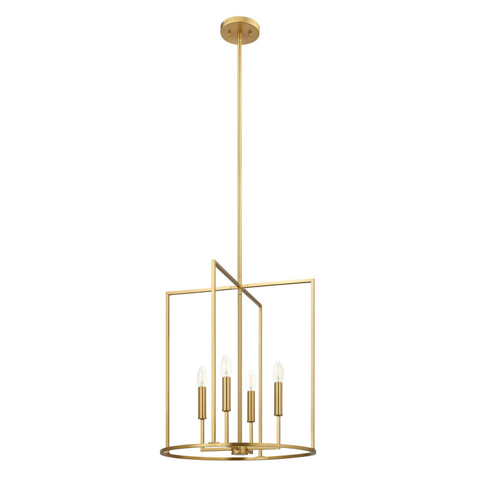 Meridian - M7044NB - Four Light Pendant - Natural Brass