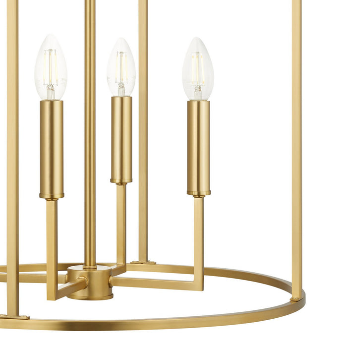 Meridian - M7044NB - Four Light Pendant - Natural Brass