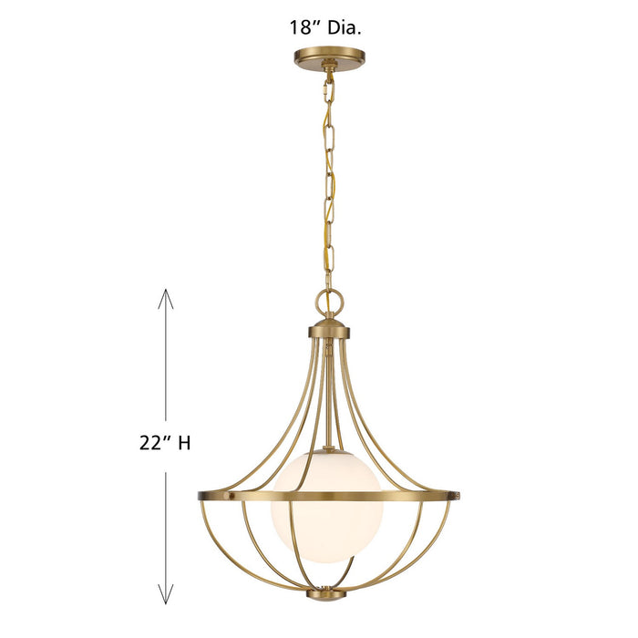 Meridian - M7047NB - One Light Pendant - Natural Brass