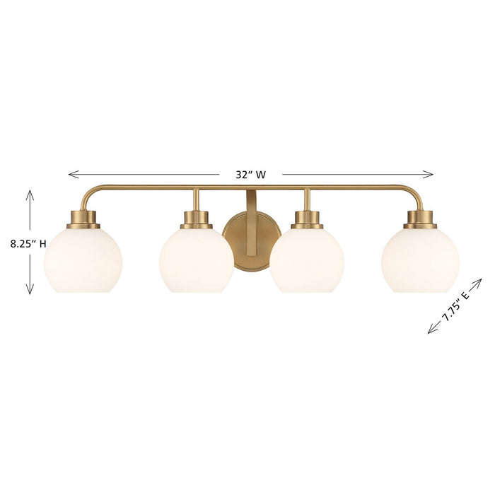 Meridian - M80082NB - Four Light Bathroom Vanity - Natural Brass