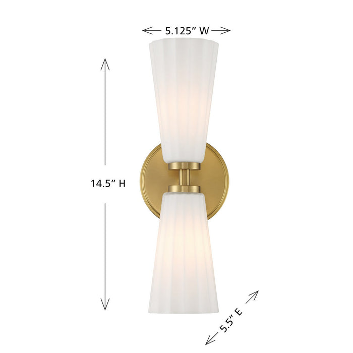 Meridian - M90109NB - Two Light Wall Sconce - Natural Brass