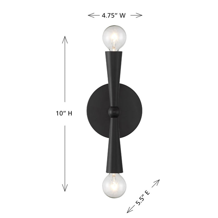 Meridian - M90110MBK - Two Light Wall Sconce - Matte Black