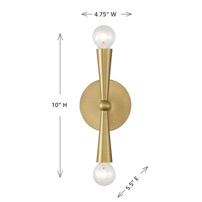 Meridian - M90110NB - Two Light Wall Sconce - Natural Brass