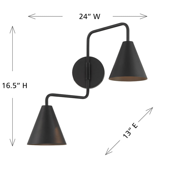 Meridian - M90111MBK - Two Light Wall Sconce - Matte Black