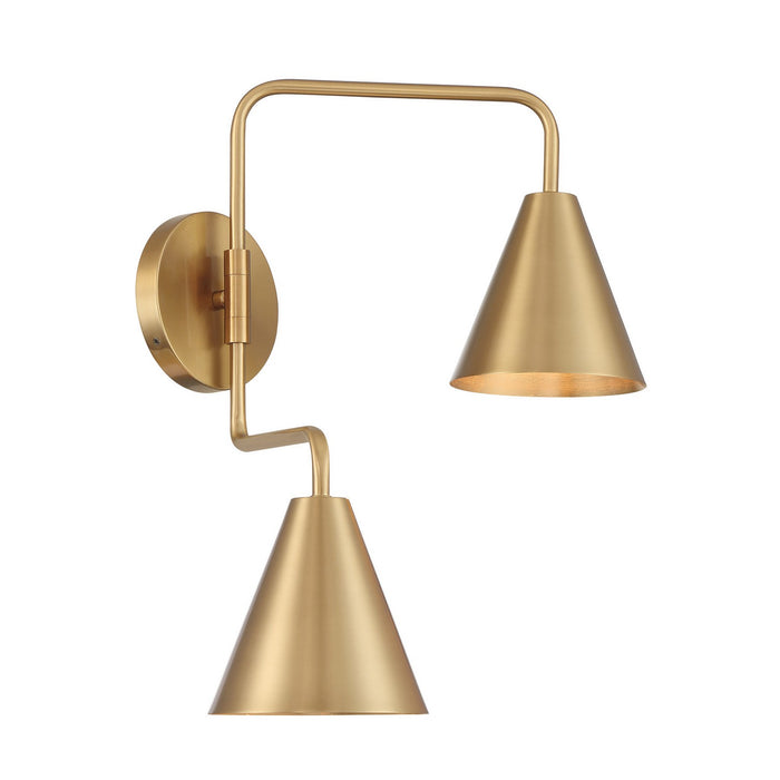 Meridian - M90111NB - Two Light Wall Sconce - Natural Brass