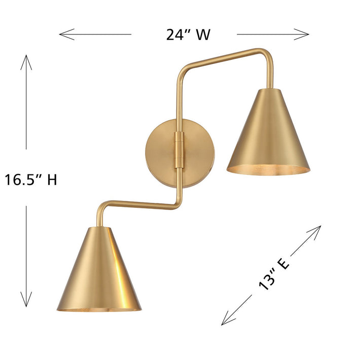 Meridian - M90111NB - Two Light Wall Sconce - Natural Brass