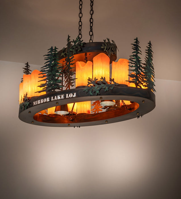 Meyda Tiffany - 276217 - LED Pendant - Mirror Lake Loj - Dark Burnished Antique Copper