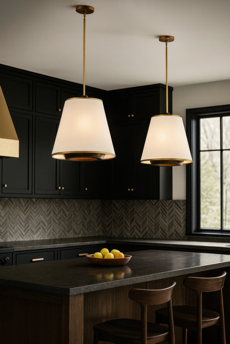 Varaluz - 520F03SBW - Three Light Foyer Pendant - Desert Flyer - Satin Brass/Medium Walnut