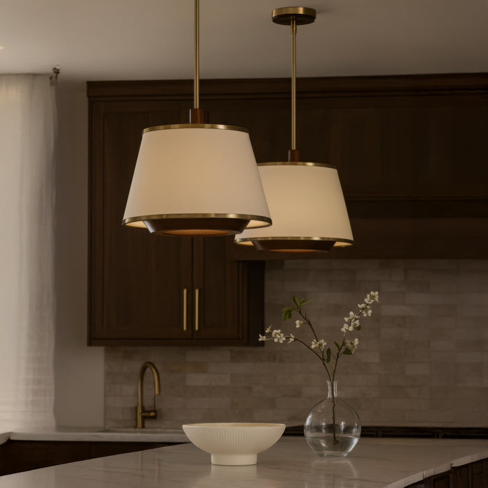 Varaluz - 520P03SBW - Three Light Convertible Pendant/Semi-Flush - Desert Flyer - Satin Brass/Medium Walnut
