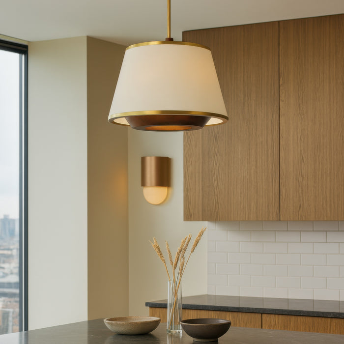 Varaluz - 520P03SBW - Three Light Convertible Pendant/Semi-Flush - Desert Flyer - Satin Brass/Medium Walnut