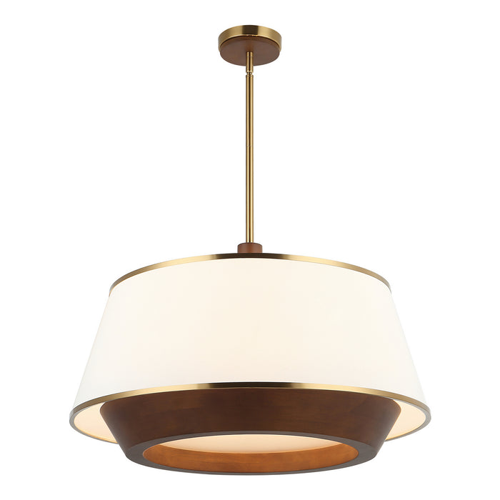 Varaluz - 520P06SBW - Six Light Pendant - Desert Flyer - Satin Brass/Medium Walnut
