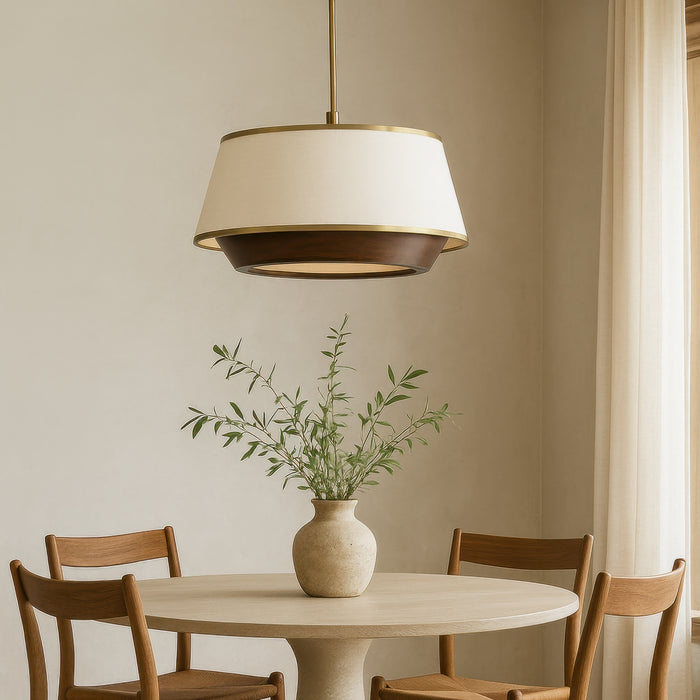 Varaluz - 520P06SBW - Six Light Pendant - Desert Flyer - Satin Brass/Medium Walnut