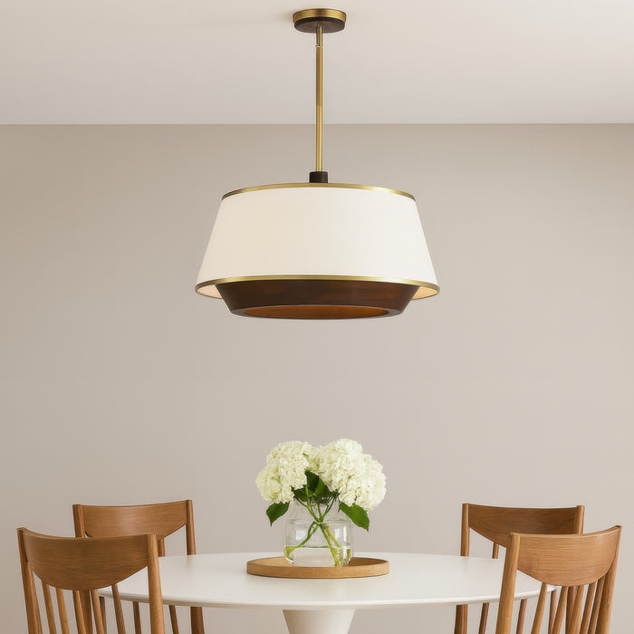 Varaluz - 520P06SBW - Six Light Pendant - Desert Flyer - Satin Brass/Medium Walnut