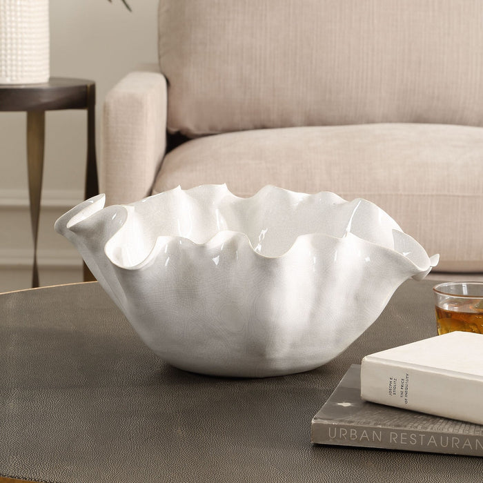Uttermost - 18184 - Bowl - Ruffle Bloom - White Glaze