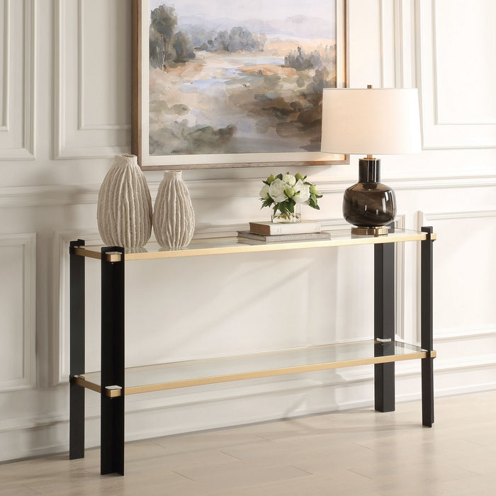 Uttermost - 50073 - Console Table - Cunene - Matte Black And Gold Leaf