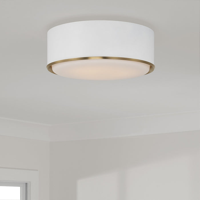 Capital Lighting - 254831RE - Three Light Flush Mount - Carlton - Matte Brass and White