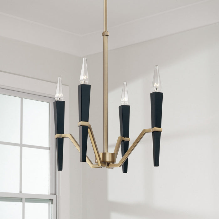 Capital Lighting - 453841AB - Four Light Chandelier - Enzo - Aged Brass and Black