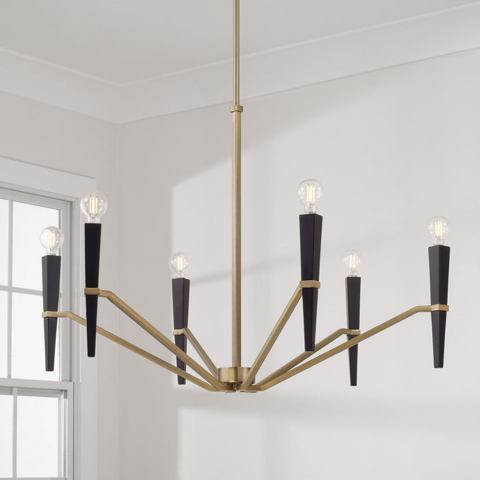 Capital Lighting - 453861AB - Six Light Chandelier - Enzo - Aged Brass and Black